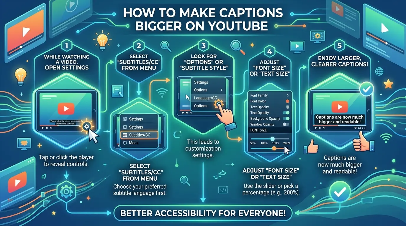 how to make captions bigger on youtube